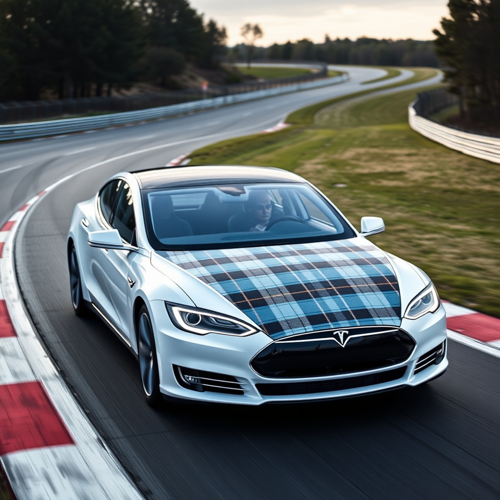 An EV Model S on the track